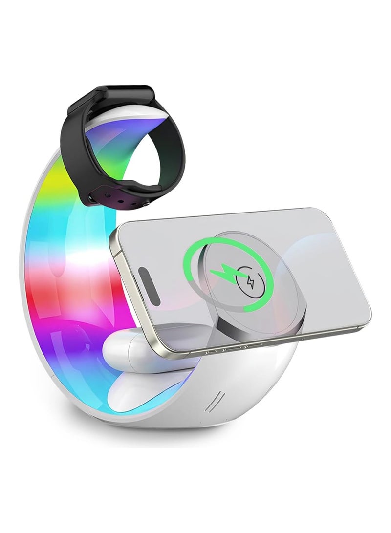 2025 Moon 4 in 1 Wireless Charging Station for Smart Phone Headphones Watch, Multiple Devices Wireless Charger for iPhone 16 15 14 13 Pro Max Samsung Galaxy S25 S24 S23 S22 Ultra Plus Pixel  - Image 1