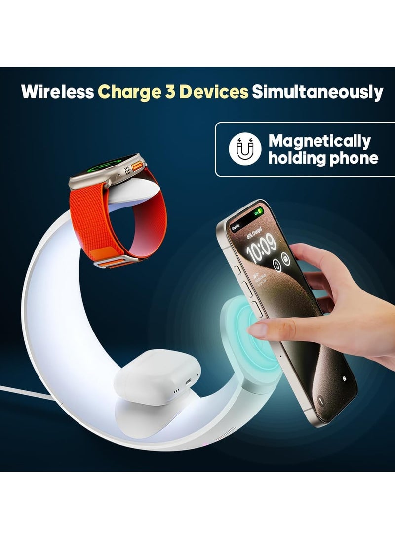 2025 Moon 4 in 1 Wireless Charging Station for Smart Phone Headphones Watch, Multiple Devices Wireless Charger for iPhone 16 15 14 13 Pro Max Samsung Galaxy S25 S24 S23 S22 Ultra Plus Pixel  - Image 3