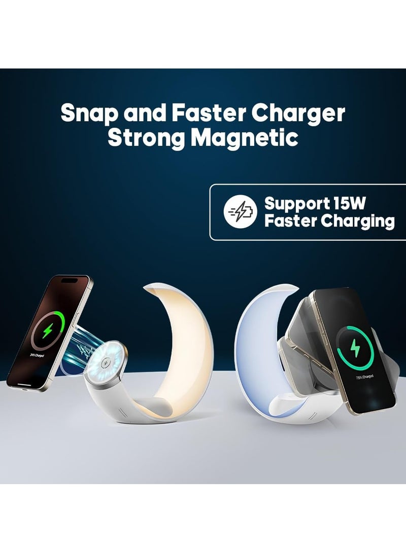 2025 Moon 4 in 1 Wireless Charging Station for Smart Phone Headphones Watch, Multiple Devices Wireless Charger for iPhone 16 15 14 13 Pro Max Samsung Galaxy S25 S24 S23 S22 Ultra Plus Pixel  - Image 4
