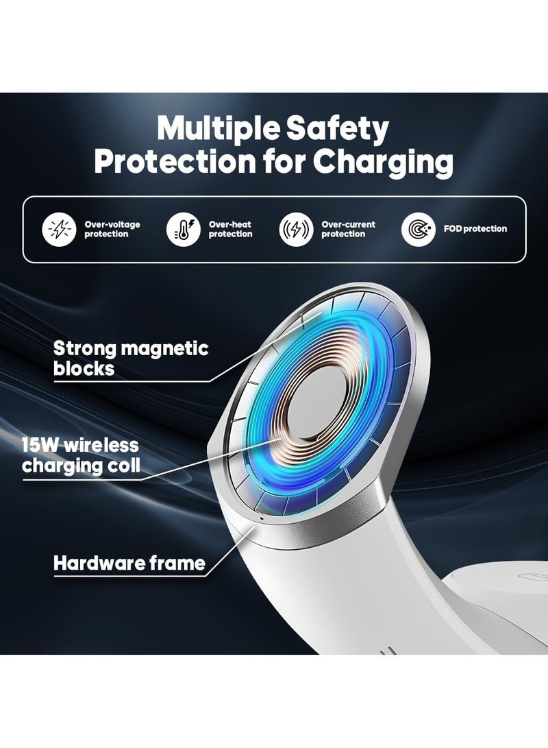 2025 Moon 4 in 1 Wireless Charging Station for Smart Phone Headphones Watch, Multiple Devices Wireless Charger for iPhone 16 15 14 13 Pro Max Samsung Galaxy S25 S24 S23 S22 Ultra Plus Pixel  - Image 5