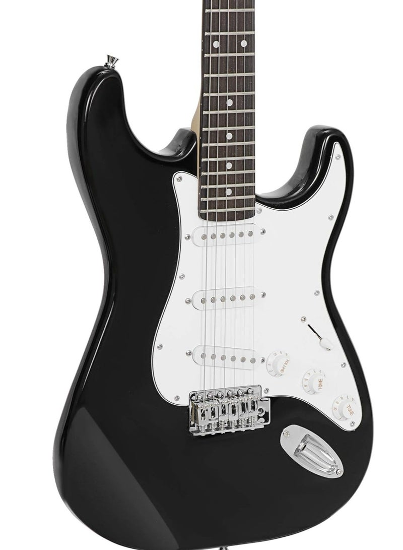 Mike Music 39 Inch Electric Guitar, Full Size Electric Guitar, Beginner Guitar, Solid Body 39" Black Guitar for Starter, Guitar for Rock Pop Jazz Music with Bag, Strap, Strings, Cable, Picks Beginner Kit Ideal Holiday Birthday Gifts  - Image 4