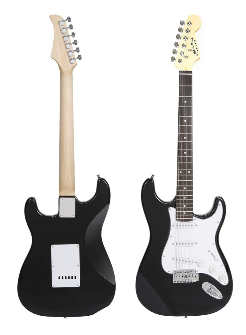Mike Music 39 Inch Electric Guitar, Full Size Electric Guitar, Beginner Guitar, Solid Body 39" Black Guitar for Starter, Guitar for Rock Pop Jazz Music with Bag, Strap, Strings, Cable, Picks Beginner Kit Ideal Holiday Birthday Gifts  - Image 2