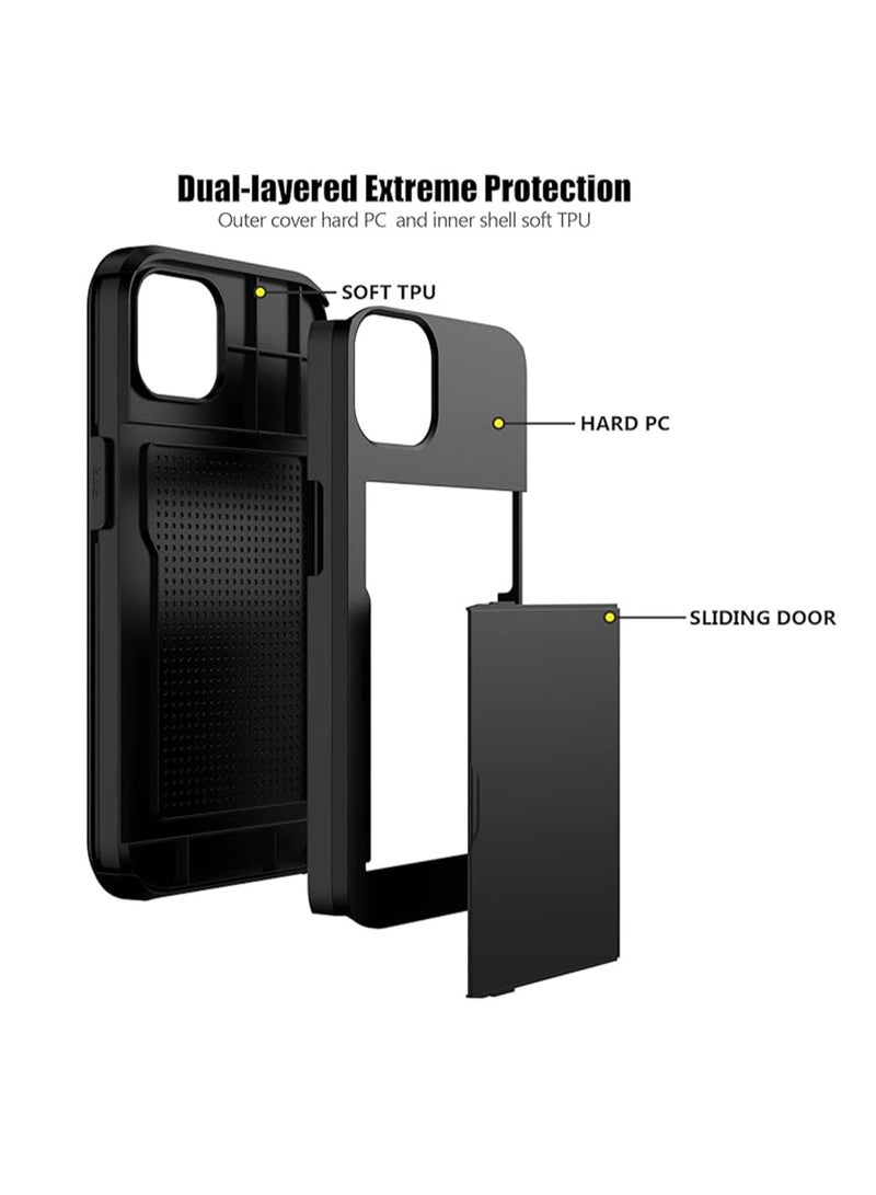 WRISTWISE Case Cover for iPhone 15 Plus with Card Holder Heavy Duty Protective Dual Layer Shockproof Hidden Card Slot Slim Wallet Phone Cover for Women&Men 6.7 inch(Black) - Image 4