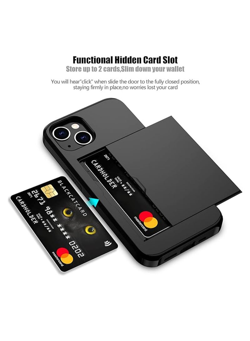 WRISTWISE Case Cover for iPhone 15 Plus with Card Holder Heavy Duty Protective Dual Layer Shockproof Hidden Card Slot Slim Wallet Phone Cover for Women&Men 6.7 inch(Black) - Image 3