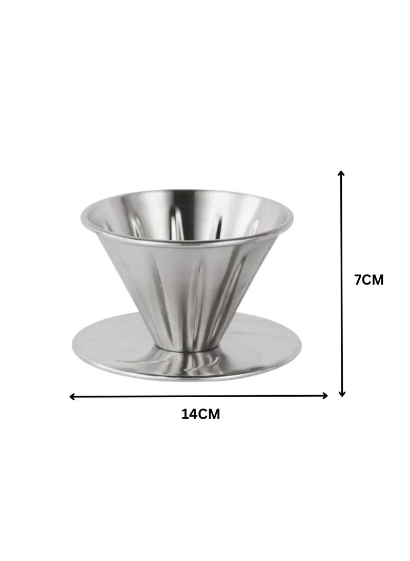 Generic Liying 01Pcs- V01 Pour Over Coffee Dripper Stainless Steel without handle Metal Reusable Cone Coffee Filter Slow Brewing Accessories for Home Cafe Restaurants  - Image 2