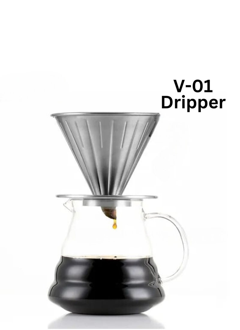 Generic Liying 01Pcs- V01 Pour Over Coffee Dripper Stainless Steel without handle Metal Reusable Cone Coffee Filter Slow Brewing Accessories for Home Cafe Restaurants  - Image 5