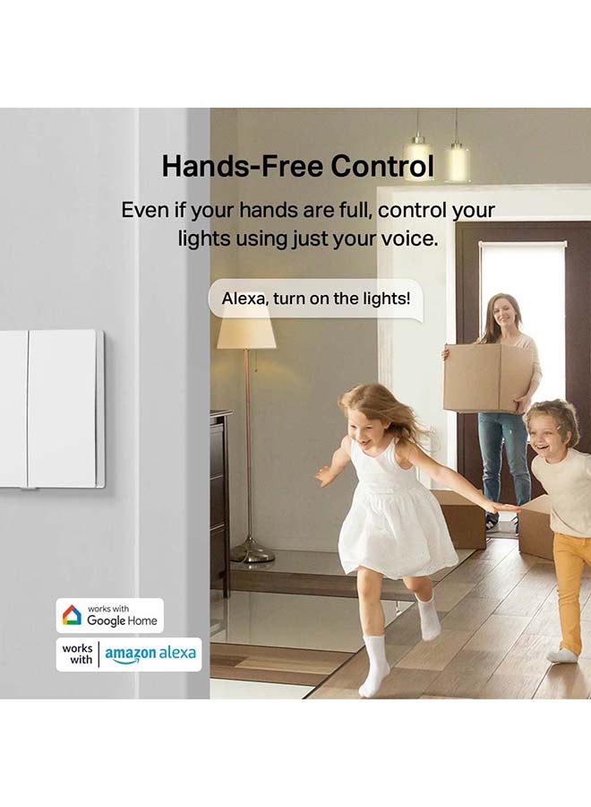TP-LINK Tapo S220 Smart Light Switch, 2-Gang 1-Way White - Image 4