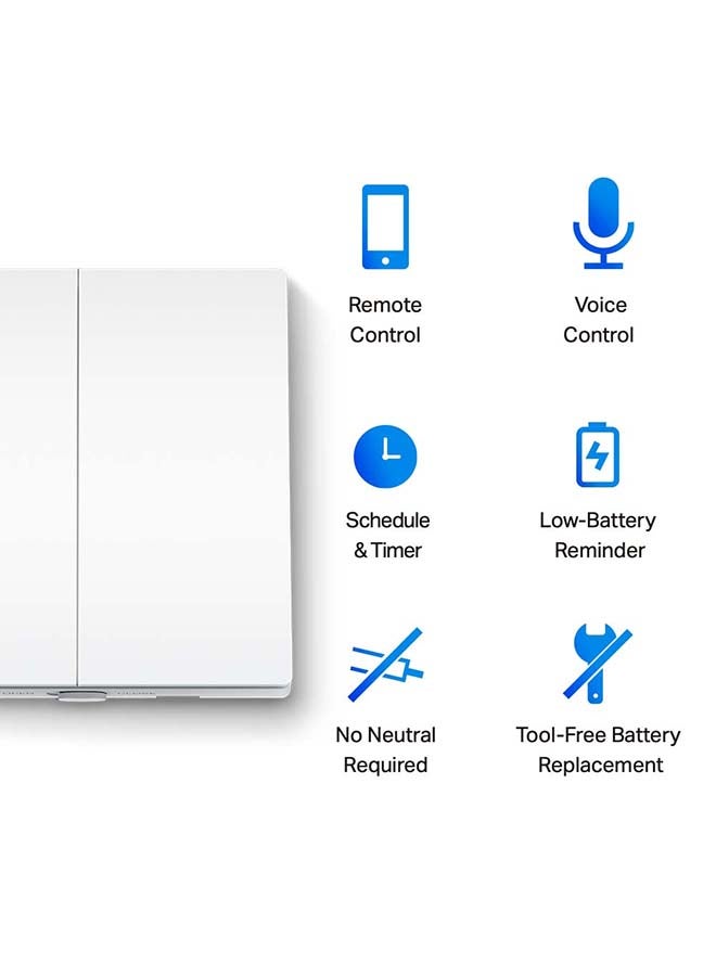 TP-LINK Tapo S220 Smart Light Switch, 2-Gang 1-Way White - Image 2