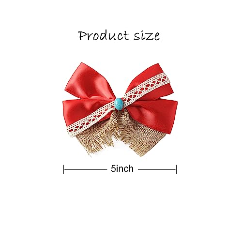 Fancheer Princess Hair Bow Clips for Girls Women 5 Inch Fairy Hair Accessories Red - Image 2