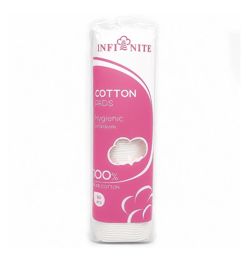 Infinite Makeup Cotton Pads Regular Size - 80 PCS Pack - Image 1