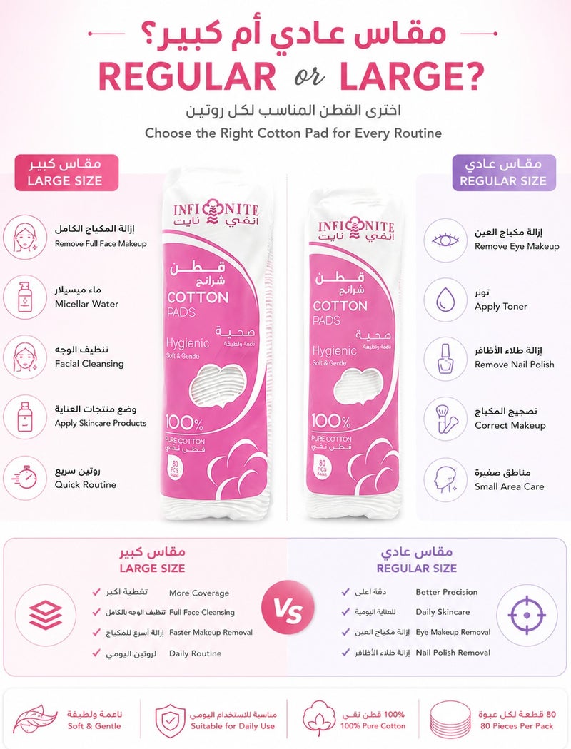 Infinite Makeup Cotton Pads Regular Size - 80 PCS Pack - Image 3