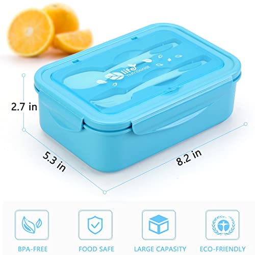 LOVINA Bento Boxes for Adults - 1100 ML Bento Lunch Box Container For Kids With Spoon & Fork - Durable Perfect Size for On-the-Go Meal, BPA-Free and Food-Safe Materials(Blue) - Image 3