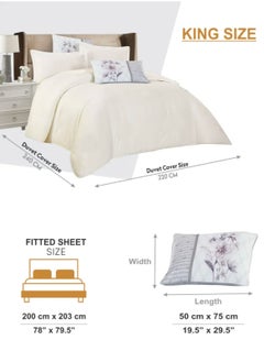 Turkish Duvet Set 6-Pcs King Size Striped Bed Set With 1 Duvet Cover(220 x 240 CM) 1 Fitted Sheet 2 Pillow Sham And 2 Pillowcases(Without Filler),Off white  - Image 3
