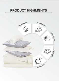 Turkish Duvet Set 6-Pcs King Size Striped Bed Set With 1 Duvet Cover(220 x 240 CM) 1 Fitted Sheet 2 Pillow Sham And 2 Pillowcases(Without Filler),Off white  - Image 4