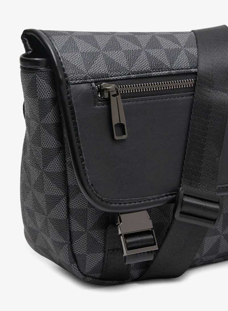 Redtag Men Black Crossbody Messenger Bag
