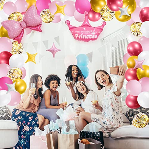 LAZYBEEE Balloon Garland, Balloon Arch & Garland Kit,Balloon Garland Kit Pink White and gold Confetti Latex Balloon Arch Kit for Birthday Wedding Party Decoration (Pink) - Image 4