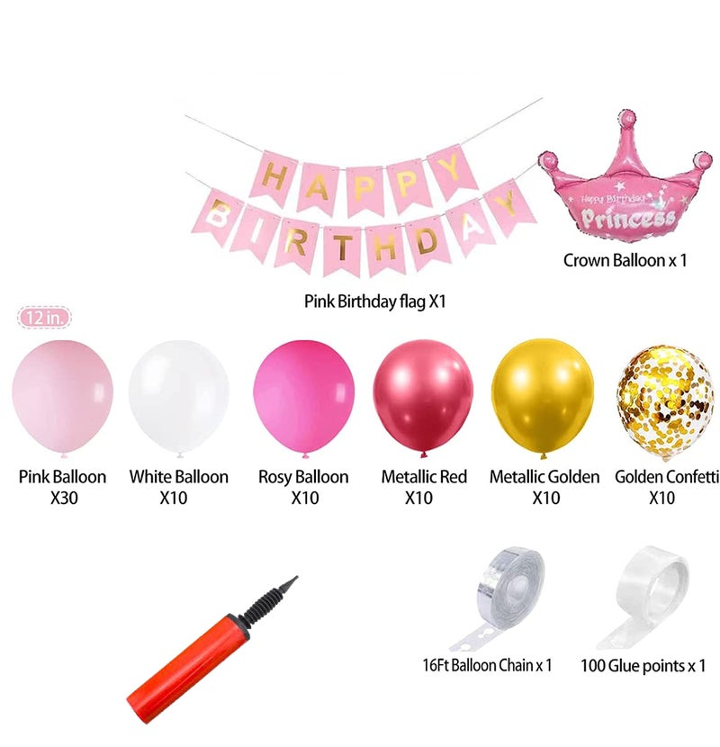 LAZYBEEE Balloon Garland, Balloon Arch & Garland Kit,Balloon Garland Kit Pink White and gold Confetti Latex Balloon Arch Kit for Birthday Wedding Party Decoration (Pink) - Image 2