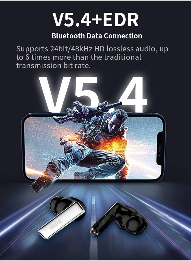 WAPIK - Korean Brand RS2 True Wireless Earpods,  6 Mics Hybrid ANC with AI Wind Noise Reduction, -42dB Noise Cancelling, Transparency Mode, Normal Mode, ANC Mode, 30-Hour Battery Life, Bluetooth 5.4, IPX5 Waterproof, Powerful Bass - Image 1