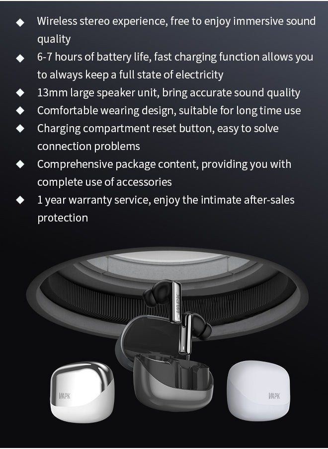 WAPIK - Korean Brand RS2 True Wireless Earpods,  6 Mics Hybrid ANC with AI Wind Noise Reduction, -42dB Noise Cancelling, Transparency Mode, Normal Mode, ANC Mode, 30-Hour Battery Life, Bluetooth 5.4, IPX5 Waterproof, Powerful Bass - Image 1