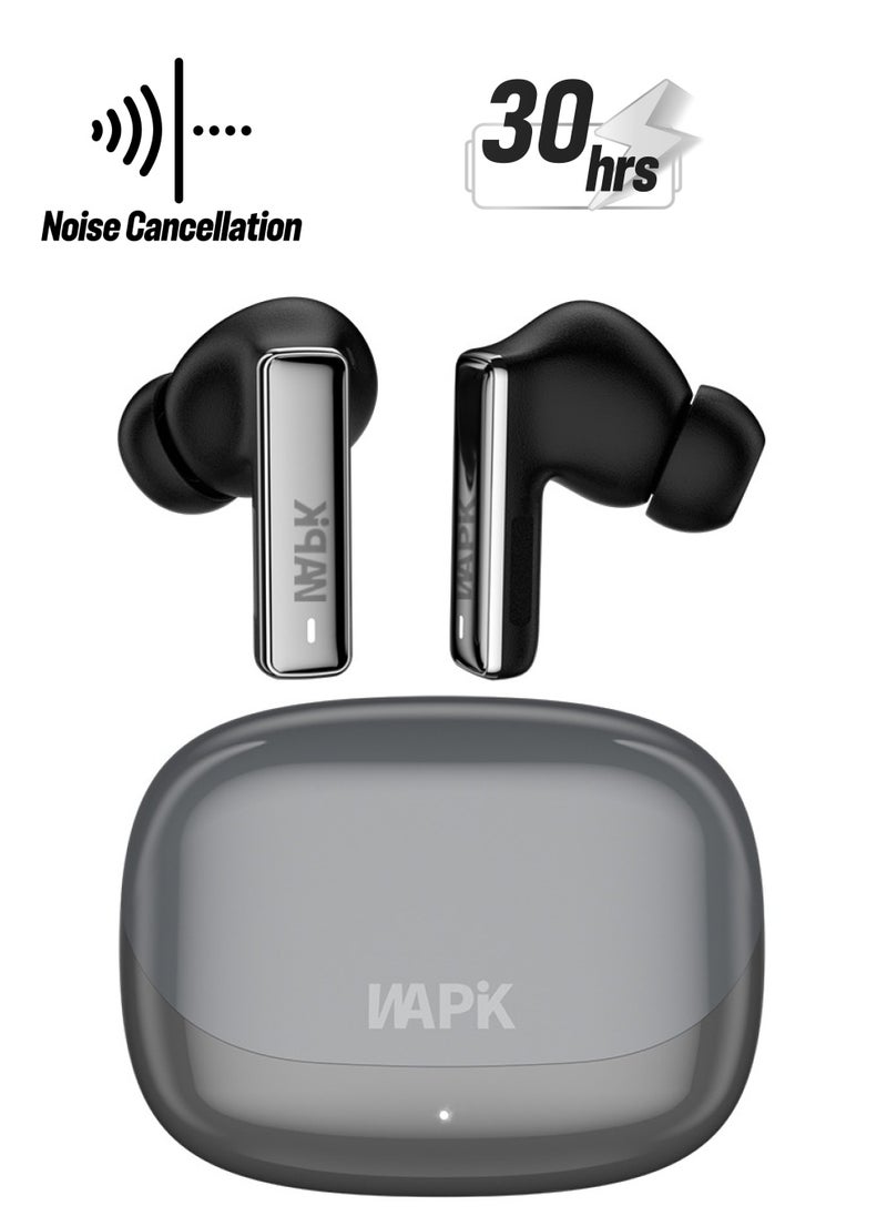 WAPIK - Korean Brand RS2 True Wireless Earpods,  6 Mics Hybrid ANC with AI Wind Noise Reduction, -42dB Noise Cancelling, Transparency Mode, Normal Mode, ANC Mode, 30-Hour Battery Life, Bluetooth 5.4, IPX5 Waterproof, Powerful Bass - Image 1