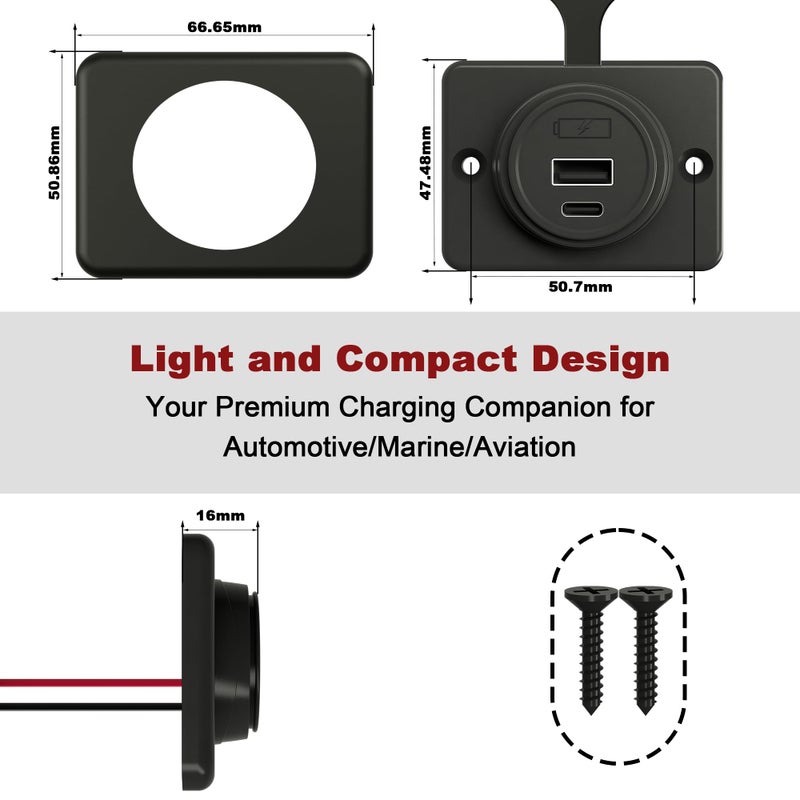 DAMAVO 12V USB Outlet Power Jack,DAMAVO YM1288 Cigarette Lighter Socket Car Charger USB Port for Car,Bus, RV, Boat, ATV Truck Golf Cart - Image 4