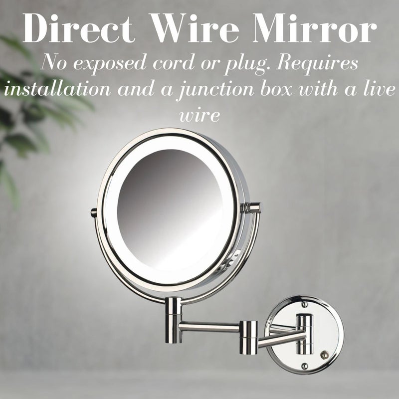 JERDON Wall-Mounted Vanity Mirror with Lights - Hard Wired Makeup Mirror with 8X Magnification & Chrome Finish - Direct Wire Model HL88CLD - Image 2