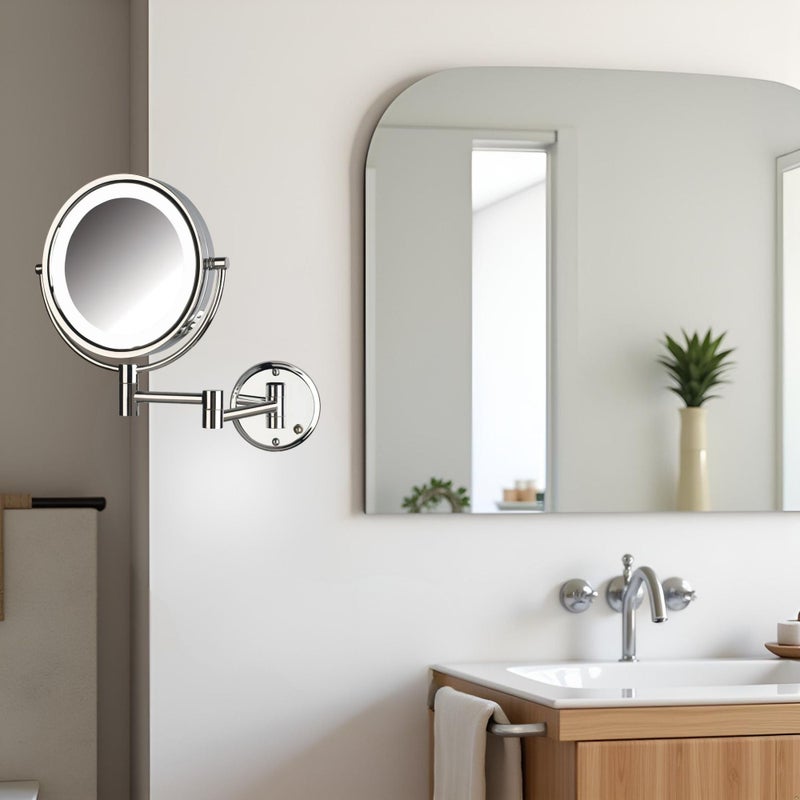 JERDON Wall-Mounted Vanity Mirror with Lights - Hard Wired Makeup Mirror with 8X Magnification & Chrome Finish - Direct Wire Model HL88CLD - Image 4