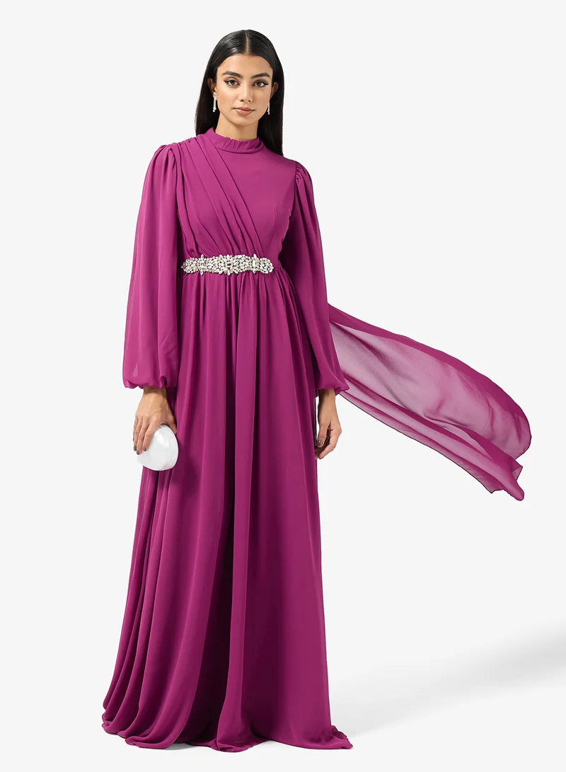 خزانة Embellished Waist Dress With Trail