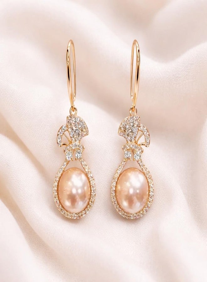 AMAAL Pearl Drop Earrings for Women & Girls | Korean Style Gold Bow Design Ear rings | AD Stone Studded Pearl Dangler Ear rings | Western Stylish Jewellery | Valentine Gift for Girlfriend -247 - Image 5