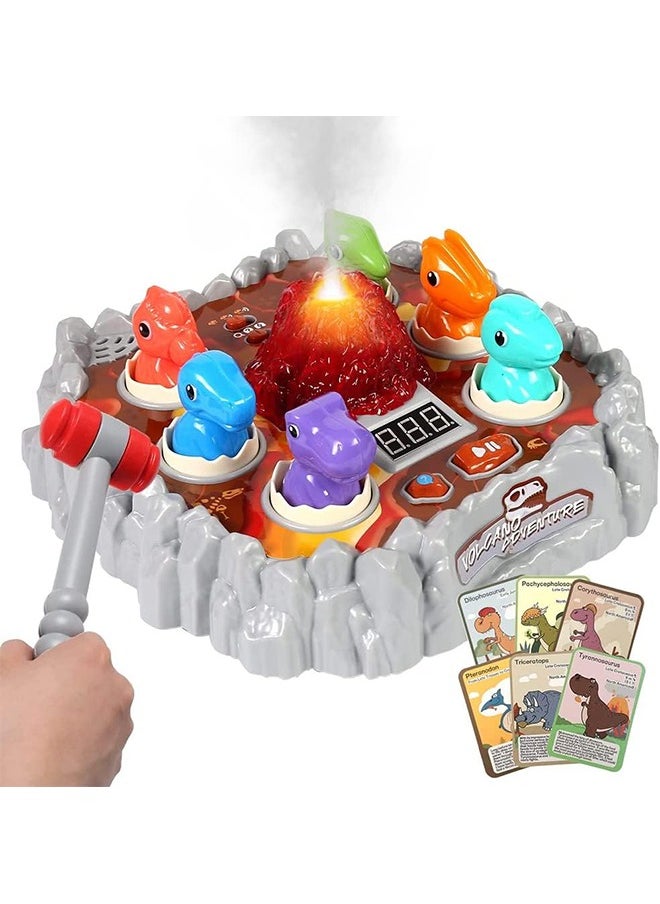 LENND - Whack A Mole Game for Toddlers, Interactive Dinosaur Toys for Kids 3-5 Boys/Girls with Sound and Light, Spray Volcano Toy for 3 4 5 6 7 Year Old, Whack A Dinosaur Game with 2 Soft Hammer - Image 1