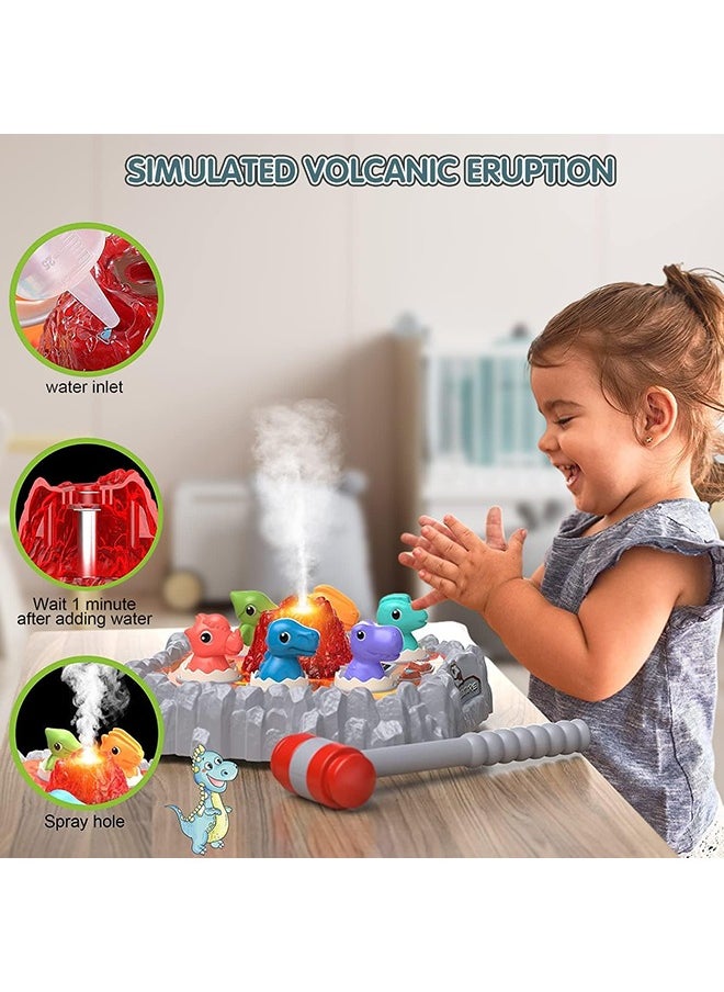 LENND - Whack A Mole Game for Toddlers, Interactive Dinosaur Toys for Kids 3-5 Boys/Girls with Sound and Light, Spray Volcano Toy for 3 4 5 6 7 Year Old, Whack A Dinosaur Game with 2 Soft Hammer - Image 1