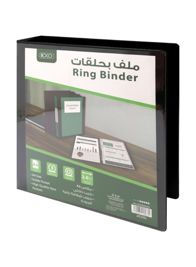3 "O" Ring Presentation Binder 2.00 in ( 5.08cm ) A4 Plastic/Pressboard Black