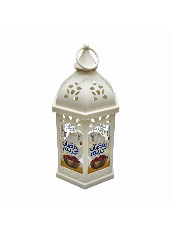 فانوس رمضان بلاستيكي بتصميم إسلامي عتيق مع إضاءة 29X13 سم - Image 1