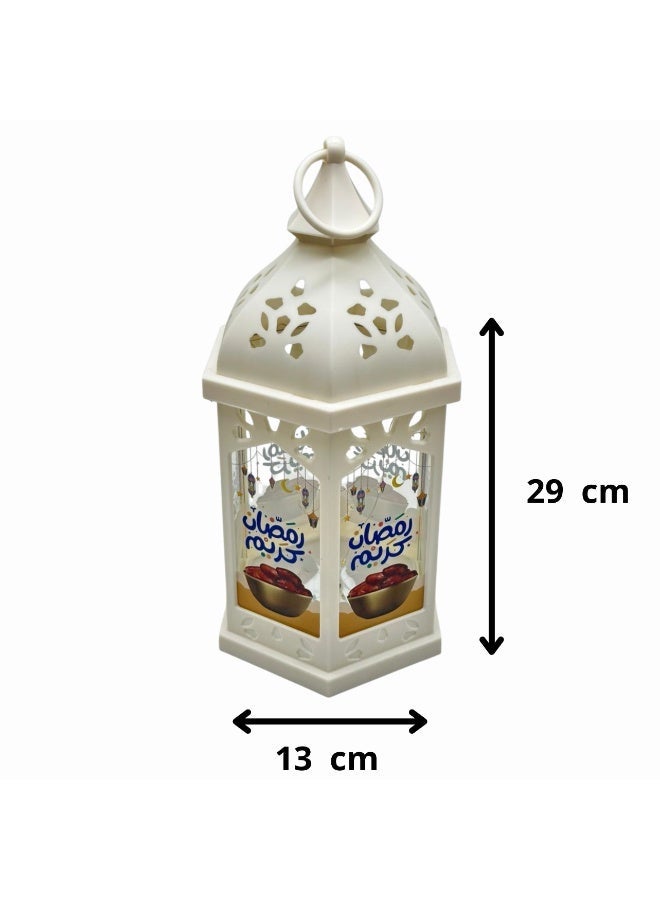 فانوس رمضان بلاستيكي بتصميم إسلامي عتيق مع إضاءة 29X13 سم - Image 3