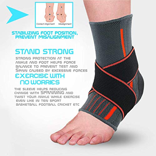 serveuttam Ankle Support Brace Adjustable Sleeves - Running Compression Foot Brace for Men Women | Ankle Binder Pain Relief for Ankle Sprained (Maroon) - Image 2