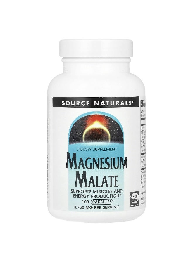 Source Naturals, Magnesium Malate, 3,750 mg, 100 Capsules (625 mg per Capsule) (Packaging may vary) - Image 1