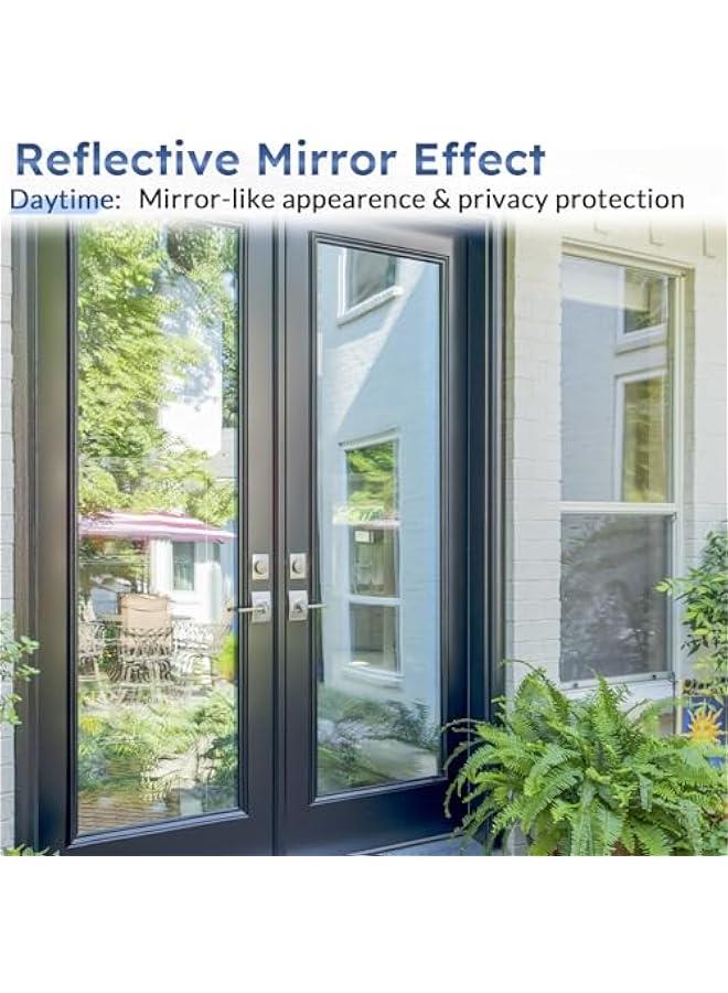 One Way Mirror Film Reflective Window Film Silver Mirror Glass Film, Heat Control Privacy Sun Block Window Sticker Solar Control Insulation Mirrored Window Tint,17.5 x70.8 - Image 4