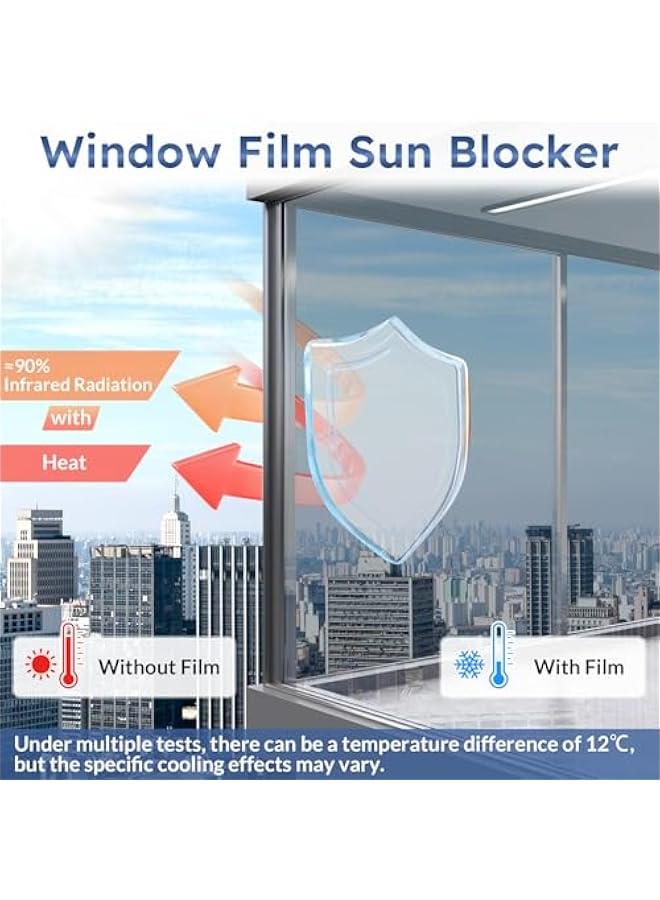 One Way Mirror Film Reflective Window Film Silver Mirror Glass Film, Heat Control Privacy Sun Block Window Sticker Solar Control Insulation Mirrored Window Tint,17.5 x70.8 - Image 2