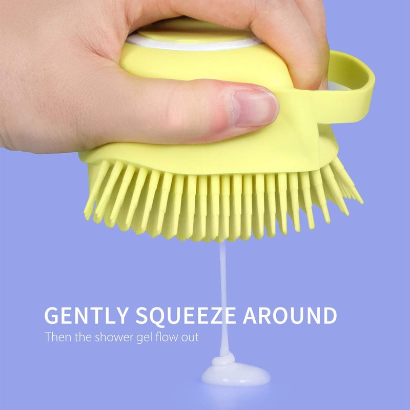 Fayby Slicone Bath Body Brush with Shampoo Dispenser Soft Bristle Palm Body Massage Shower Body Foot Scrubber Bath Brush for Men Women Multicolor - Image 4
