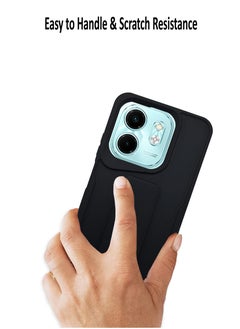 Waldic Premium Silicone Magnetic Hand Grip Case Cover for Infinix Smart 9 - Black  - Image 3