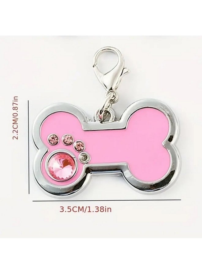 Pet Jewelry Pendant Cartoon Faux Diamond Paw Print Color Glaze Bone Collar Name Tag Identity Plate (Pack Of 2, Multicolor) - Image 2