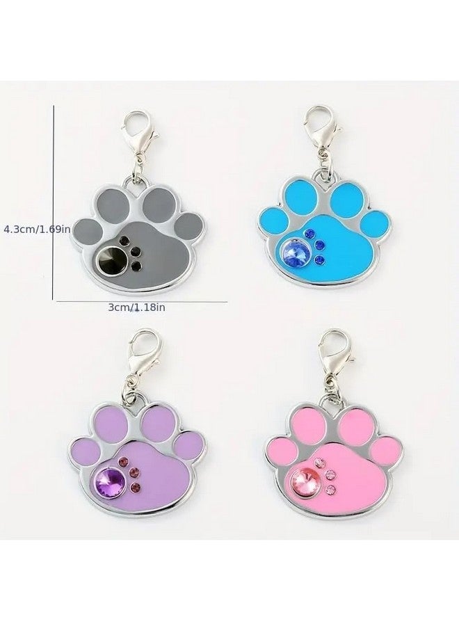 Pet Jewelry Pendant Cartoon Faux Diamond Paw Print Color Glaze Bone Collar Name Tag Identity Plate (Pack Of 2, Multicolor) - Image 3