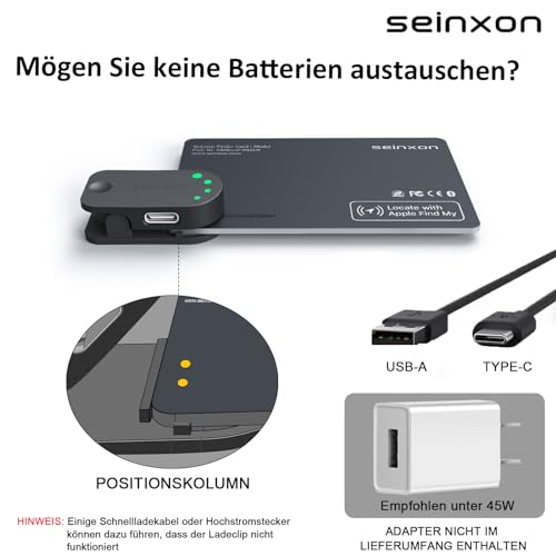 SEINXON Wallet Finder RFID Blocking Card IP68 Item Tracker Works with Apple Find My APP & Network with Recharge Clip (iOS Only) - Image 4