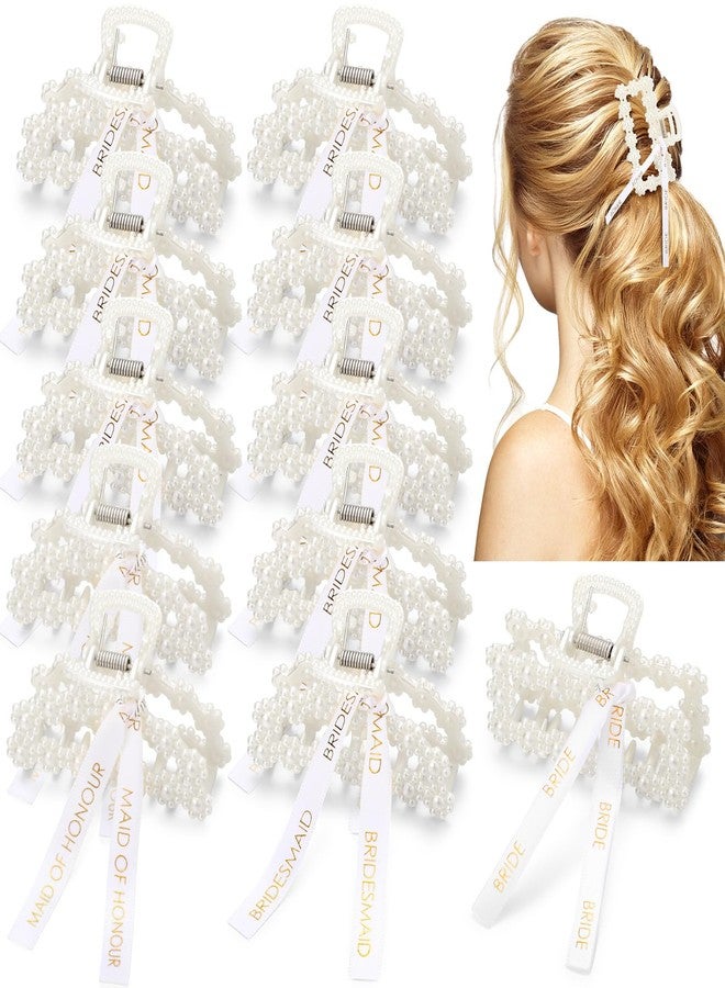 Hotop 11 Pcs Pearl Hair Clips - 3.15 Inch Hair Claw Clips for Thick/Thin Hair, Bridesmaid Accessories, Wedding Party Gift - Image 1