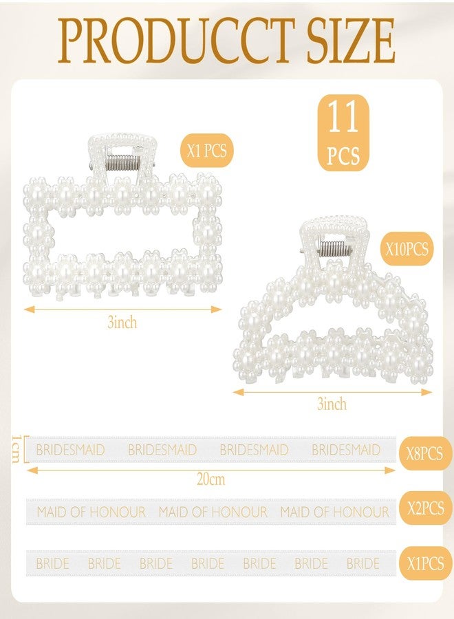 Hotop 11 Pcs Pearl Hair Clips - 3.15 Inch Hair Claw Clips for Thick/Thin Hair, Bridesmaid Accessories, Wedding Party Gift - Image 2