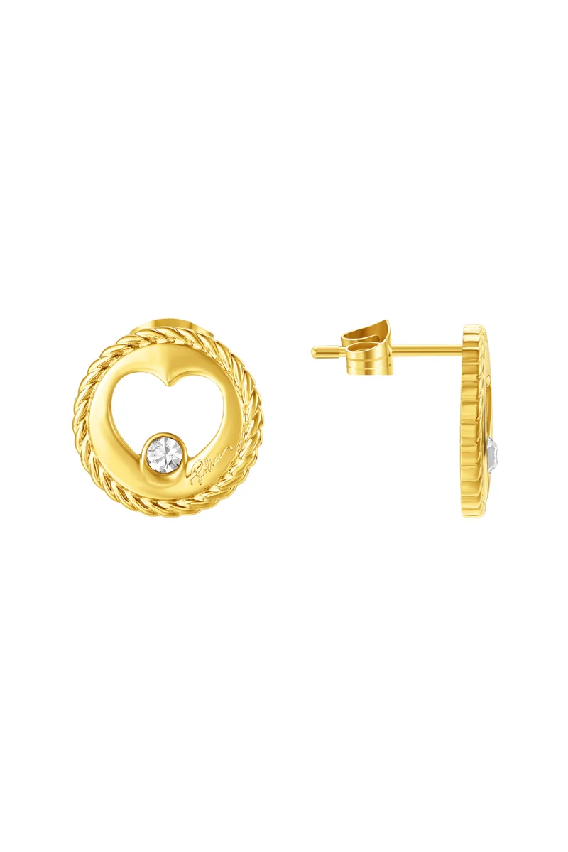POLICE Amour Gold Plated Ladies Earrings With Crystals 15MMPEJLE0002901