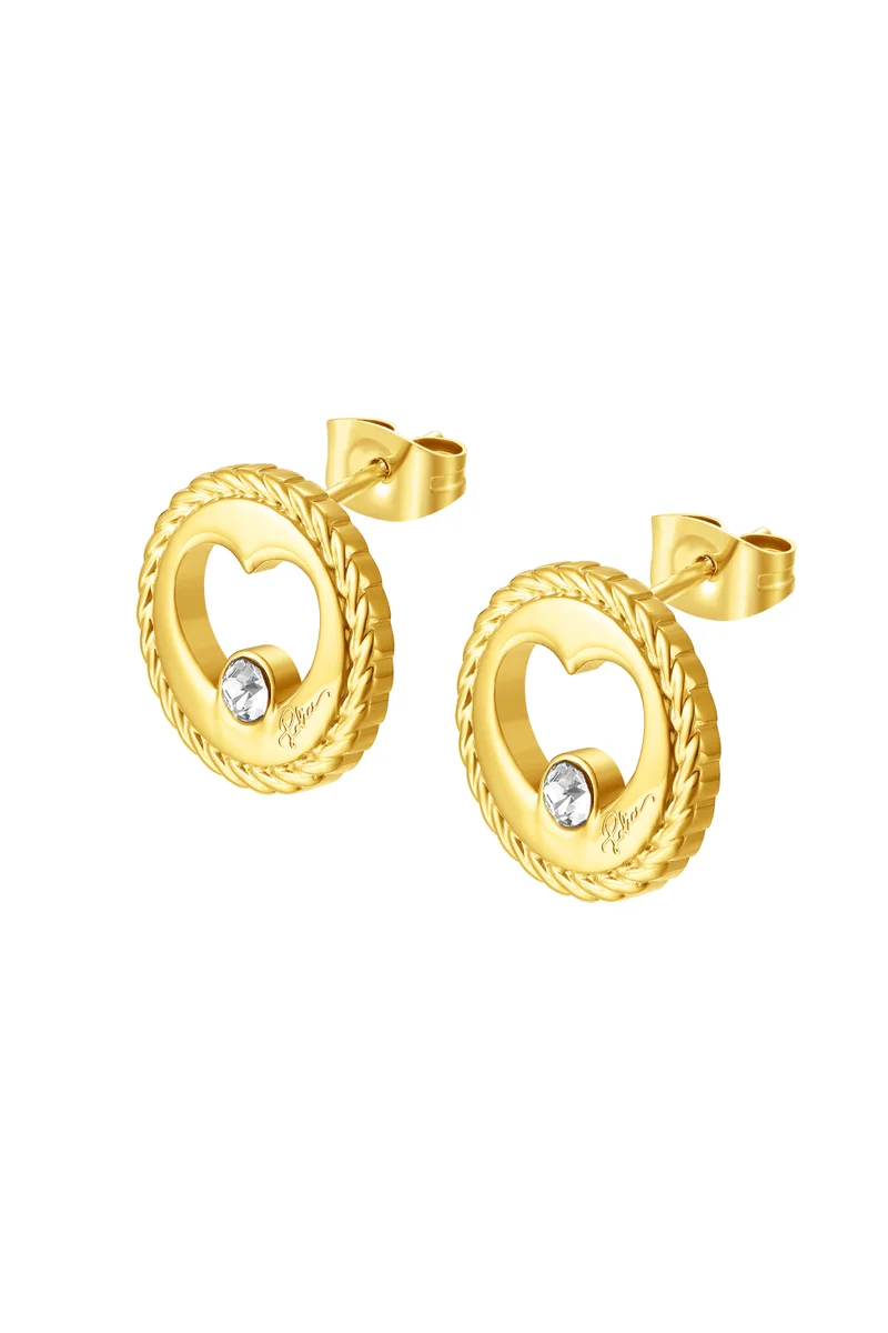 POLICE Amour Gold Plated Ladies Earrings With Crystals 15MMPEJLE0002901