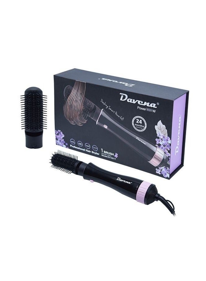 Davena DV501T Professional 1" Brush Hair Styler – Advanced Multi-Functional Hot Air Brush for Effortless Styling, Volumizing, and Smoothing with 24-Month Warranty