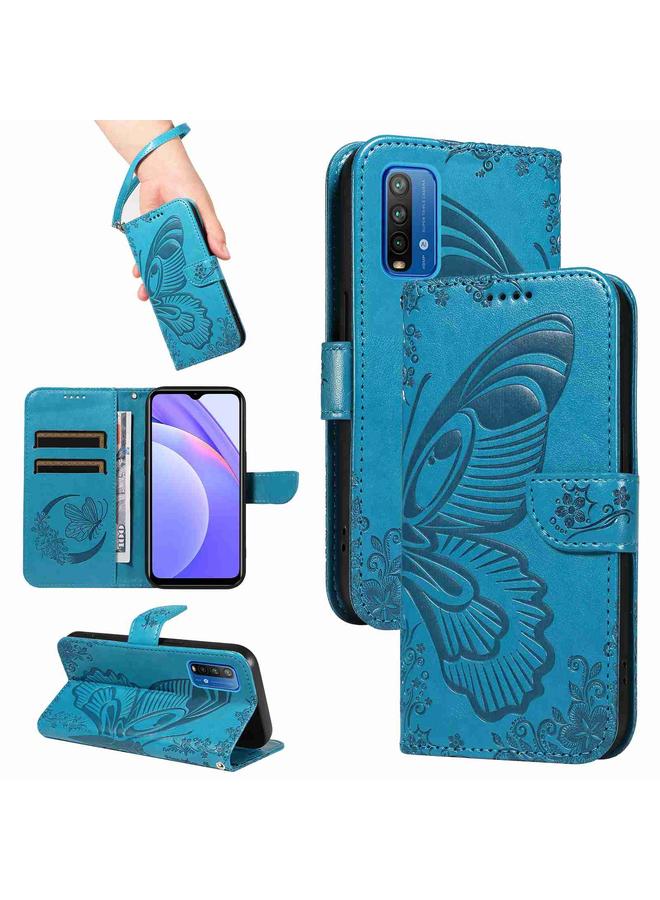 Case For Xiaomi Redmi 10X 4G / Note 9 4G Swallowtail Butterfly Embossed Leather Phone Case