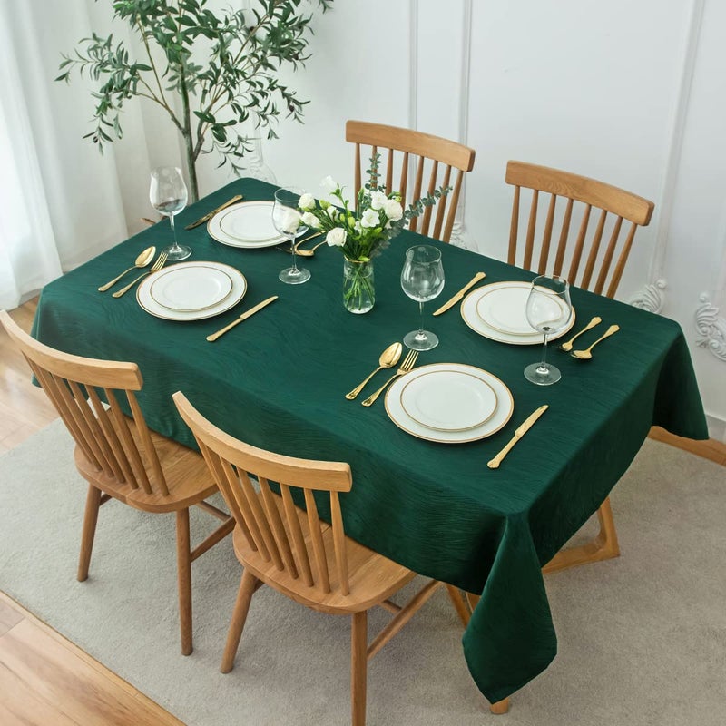 maxmill Christmas Hunter Green Tablecloth SpillProof and Water Resistance Heavy Weight Soft Table Cloth for Christmas Holiday and Family Gatherings Dinner Rectangle 60 x 120 Inch Hunter Green